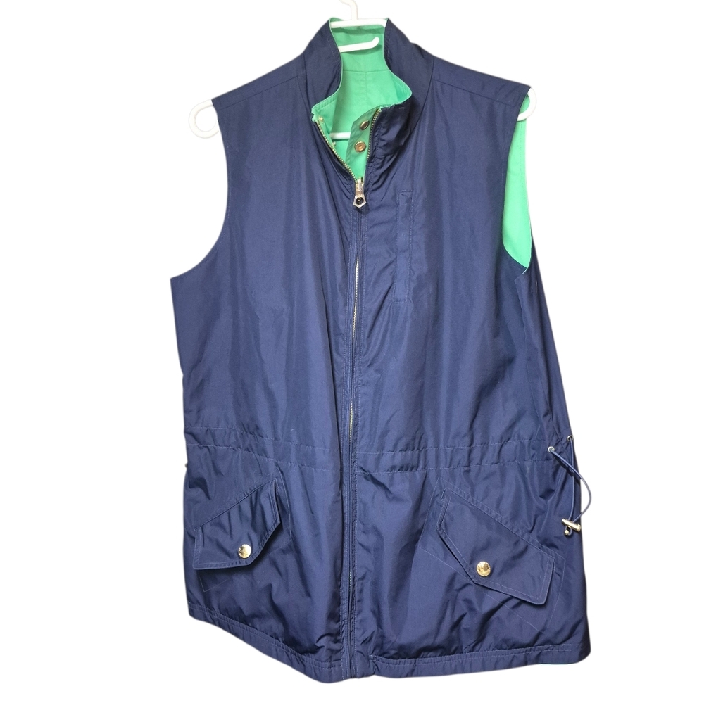Lauren Ralph Lauren Reversible Vest Womens Size 1X Green Blue Sleeveless Jacket